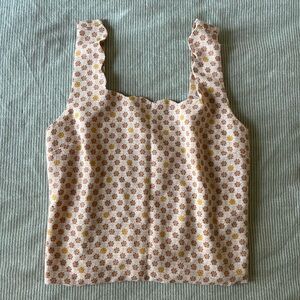 Monteau Floral Crop Top in Orange and Yellow